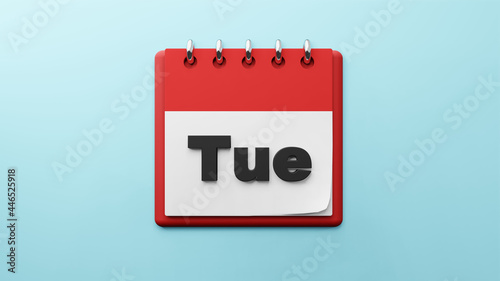 TUE Thursday on  paper desk  calendar  3d rendering photo