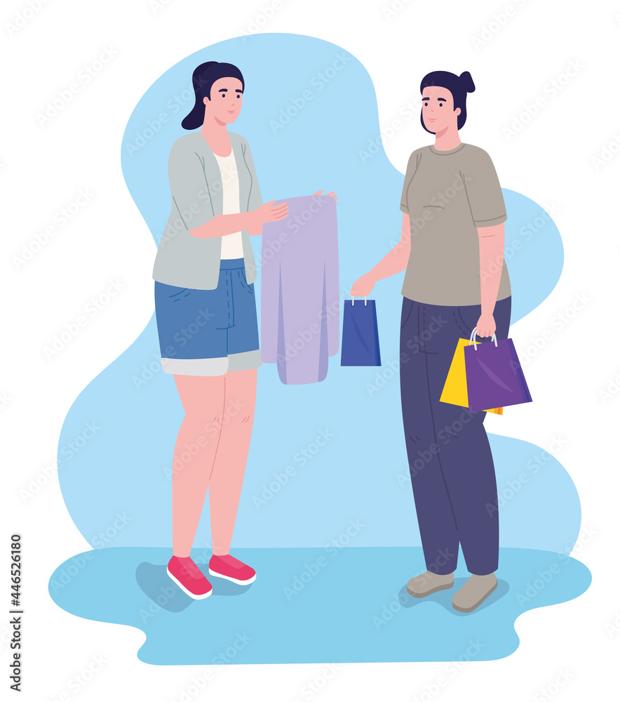 two girls shopping day