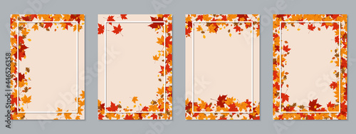 Autumn style brochure cover, booklet, business flyer, poster design vector collection. A4 format