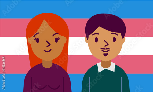 Mujer y hombre trans con bandera photo
