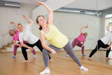 Group of mature activity people practicing dance techniques