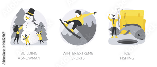 Winter outdoor activities abstract concept vector illustrations.