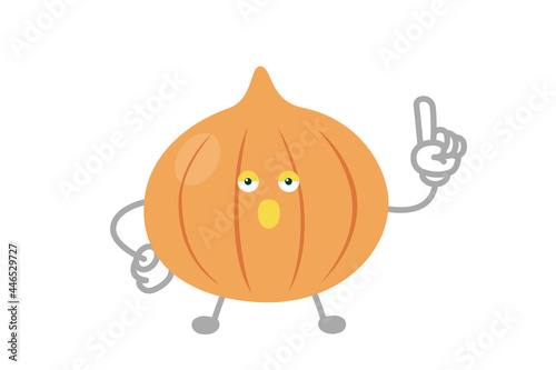指差しするシンプルでかわいい玉ねぎのキャラクターのベクターイラスト