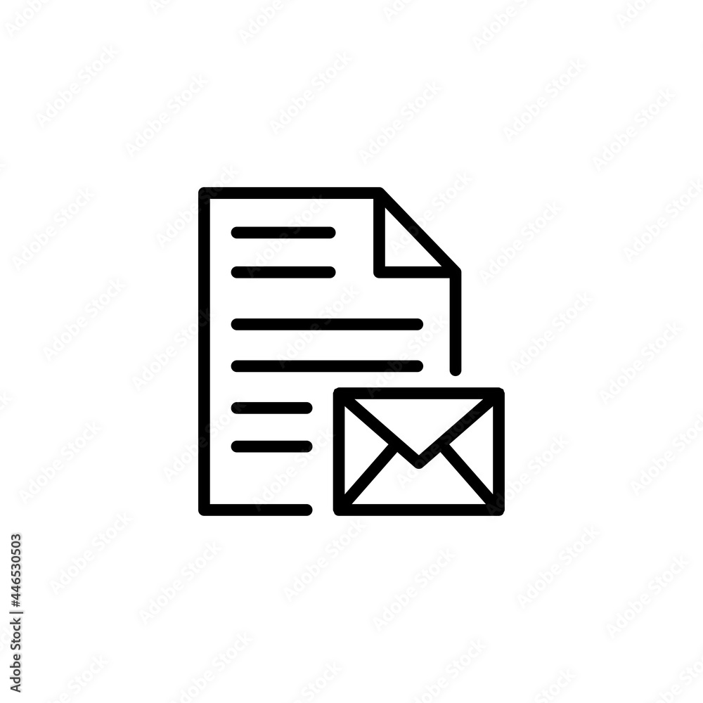 List and envelope icon. Information, message symbol. line style. Design template vector List and envelope icon. Information, message symbol. line style. Design template vector