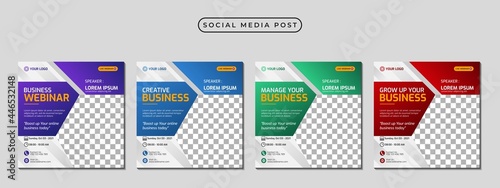 Set of social media stories post template concept design for business webinar, marketing webinar, online class program, etc