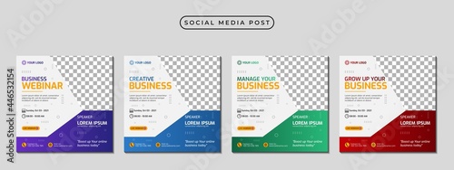 Set of social media stories post template concept design for business webinar, marketing webinar, online class program, etc