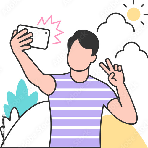 A person taking selfie in park