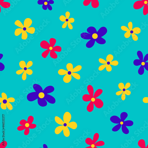 Seamless pattern with colorful flowers