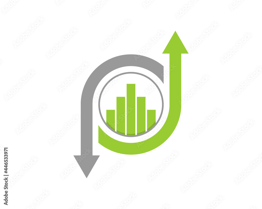 Chart growth up inside the upside down arrow Chart growth up inside the upside down arrow