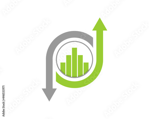 Chart growth up inside the upside down arrow