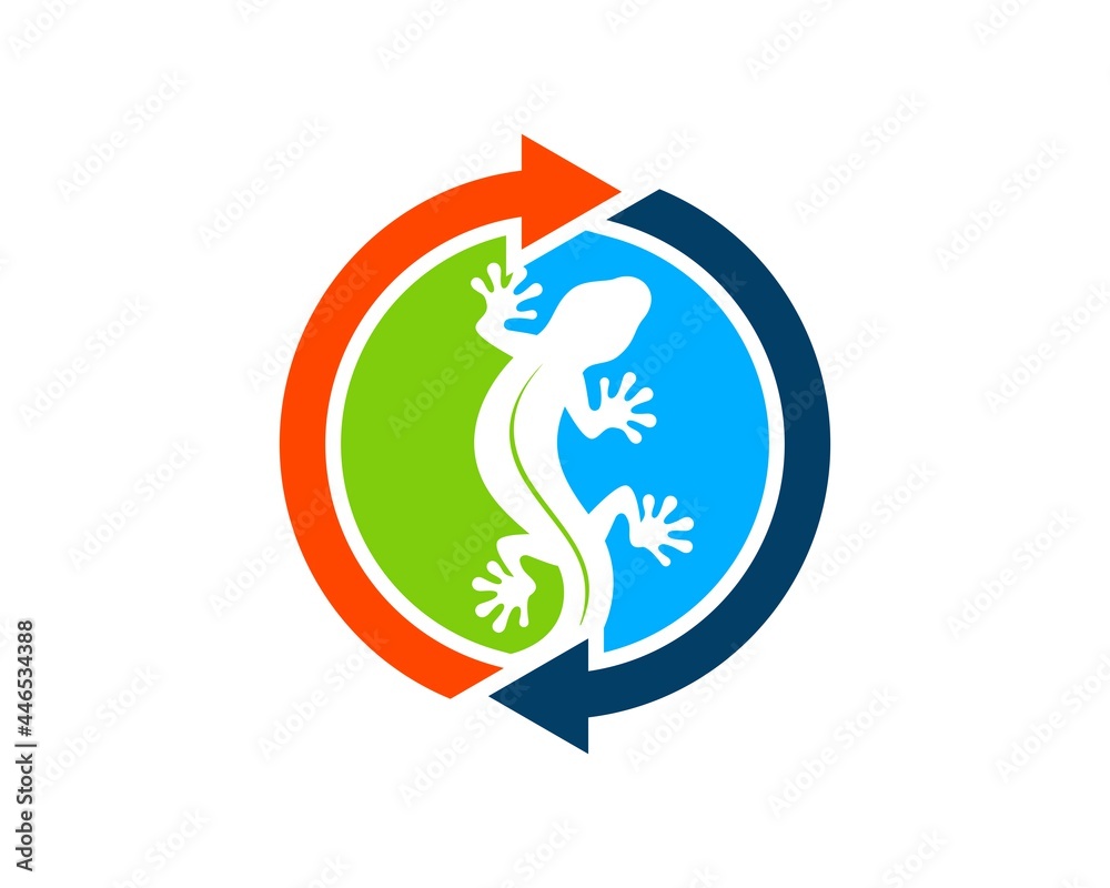 Circular arrow with lizard in the circle shape Circular arrow with lizard in the circle shape