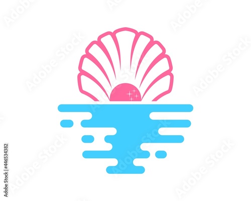 Abstract sea with pinky clams on the top
