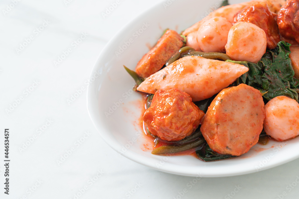 Stir Fried Fish Balls with Yentafo Sauce Stir Fried Fish Balls with Yentafo Sauce