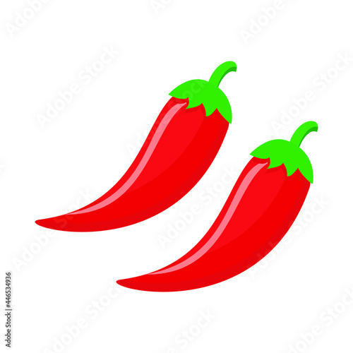 Chili pepper simple illustration on white background. Vector of fresh  vegetable simple concept, minimal design for icon, logo, symbol, healthy food, hot, red chili chayenne photo