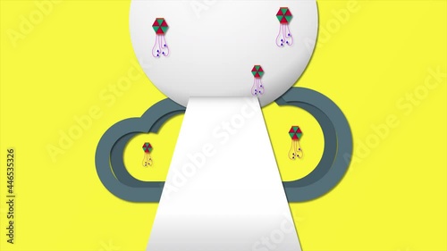 Motion graphic for Diwali, festival of lights. This design is in paper cut and craft style. 