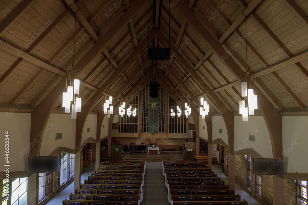 Sanctuary of Presbyterian Church of Los Gatos Decorated for Wedding. Los Gatos, Santa Clara County, California. Sanctuary of Presbyterian Church of Los Gatos Decorated for Wedding. Los Gatos, Santa Clara County, California.