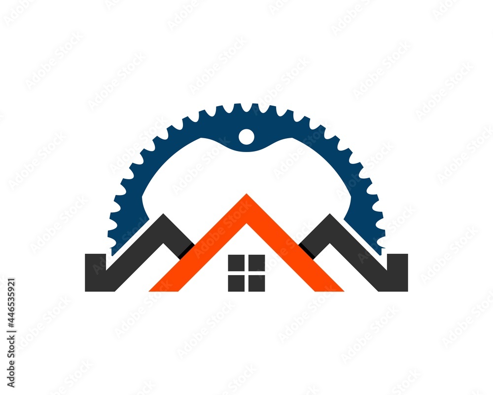 Real estate house with bicycle gear on the top Real estate house with bicycle gear on the top
