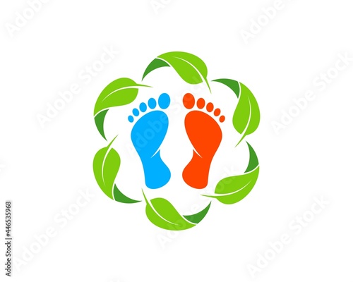Circular nature leaf with foot care inside