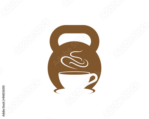 Gym kettle bell with coffee cup in the middle