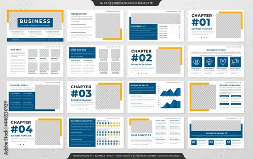 set of presentation template layout with minimalist and simple style use for corporate annual report and business profile