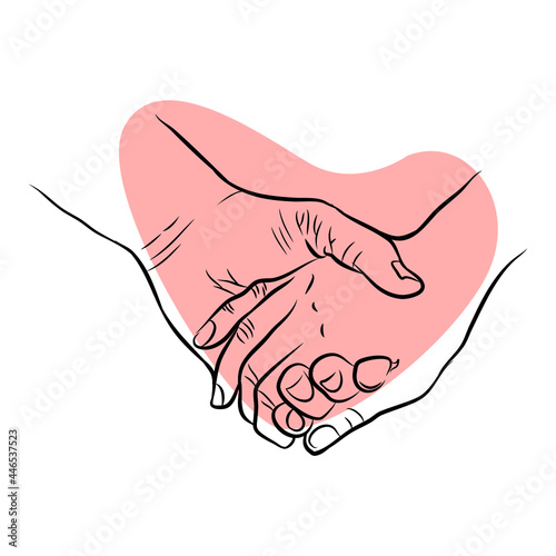 Illustration of two hands of two person bond together in hand drawn style
