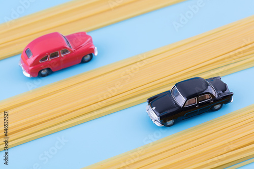 Pasta composed of lanes and driving cars © zhenya