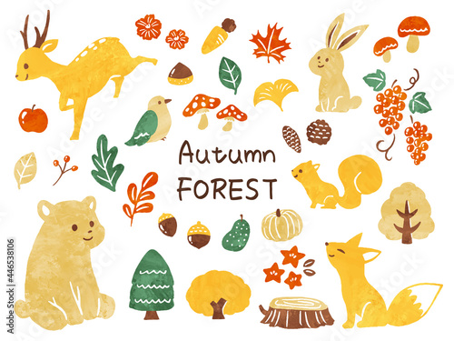 illustration of animals in autumn forest