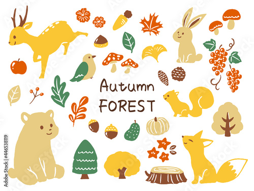 illustration of animals in autumn forest