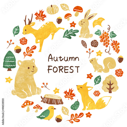 illustration of animals in autumn forest