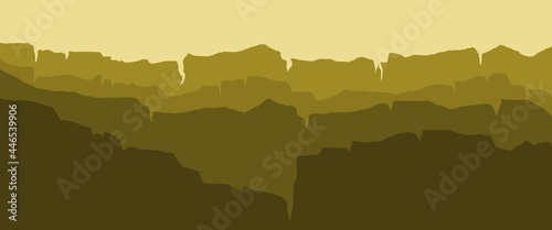 Silhouette of ravine. Ravine silhouette vector illustration. 3440 x 1440 ravine vector illustration re-editable.