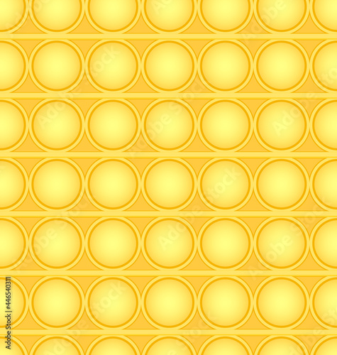 Pop-it viral fidget toy yellow seamless pattern, vector