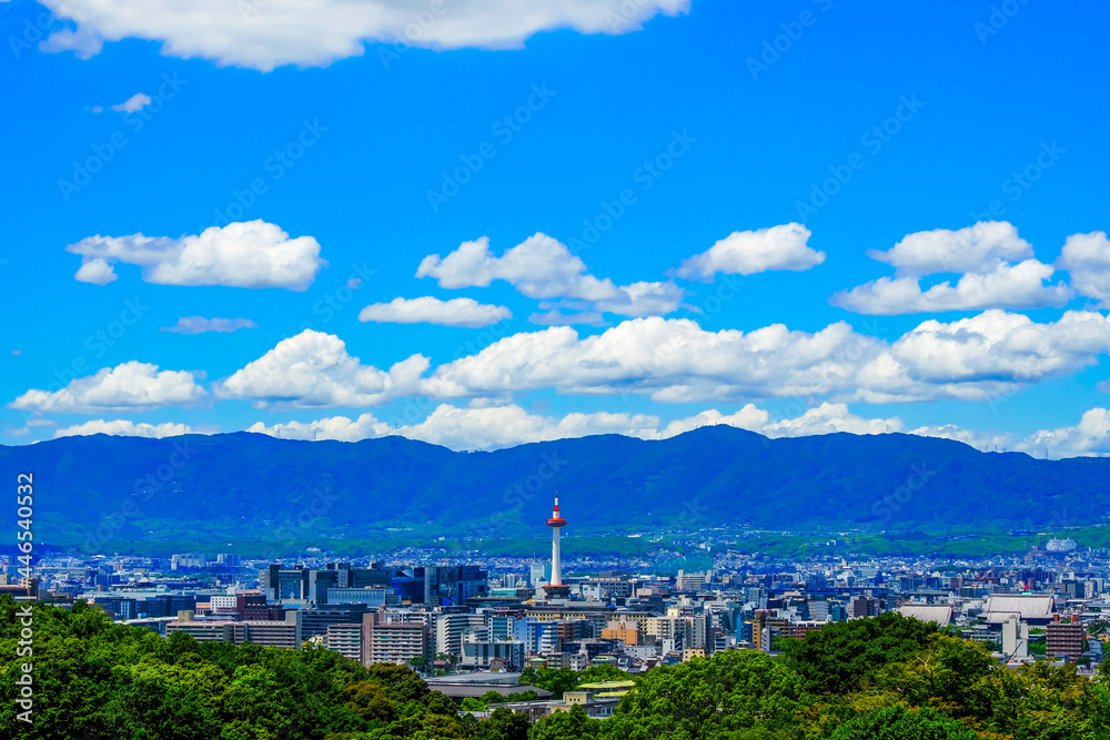 Naklejka premium 京都市の街並み 展望