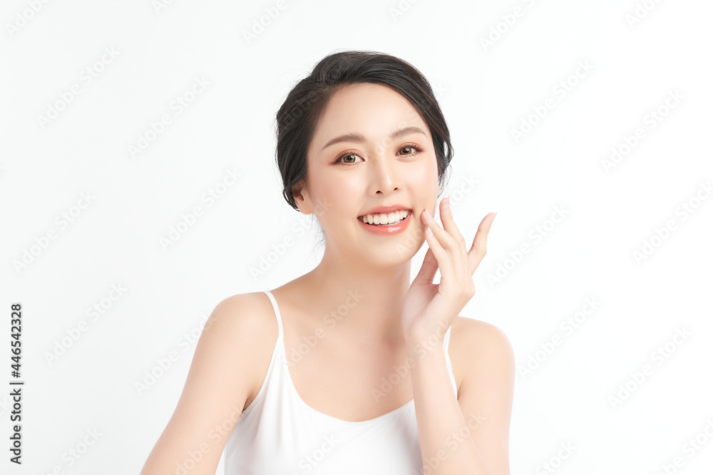 Beautiful young asian woman with clean fresh skin on white background, Face care, Facial treatment, Cosmetology, beauty and spa, Asian women portrait. Beautiful young asian woman with clean fresh skin on white background, Face care, Facial treatment, Cosmetology, beauty and spa, Asian women portrait.