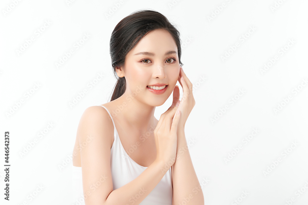 Beautiful young asian woman with clean fresh skin on white background, Face care, Facial treatment, Cosmetology, beauty and spa, Asian women portrait. Beautiful young asian woman with clean fresh skin on white background, Face care, Facial treatment, Cosmetology, beauty and spa, Asian women portrait.