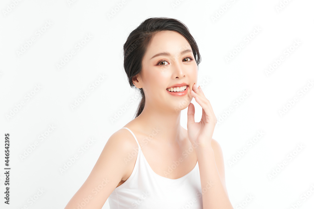 Beautiful young asian woman with clean fresh skin on white background, Face care, Facial treatment, Cosmetology, beauty and spa, Asian women portrait. Beautiful young asian woman with clean fresh skin on white background, Face care, Facial treatment, Cosmetology, beauty and spa, Asian women portrait.