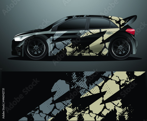 Rally car decal graphic wrap vector, abstract background