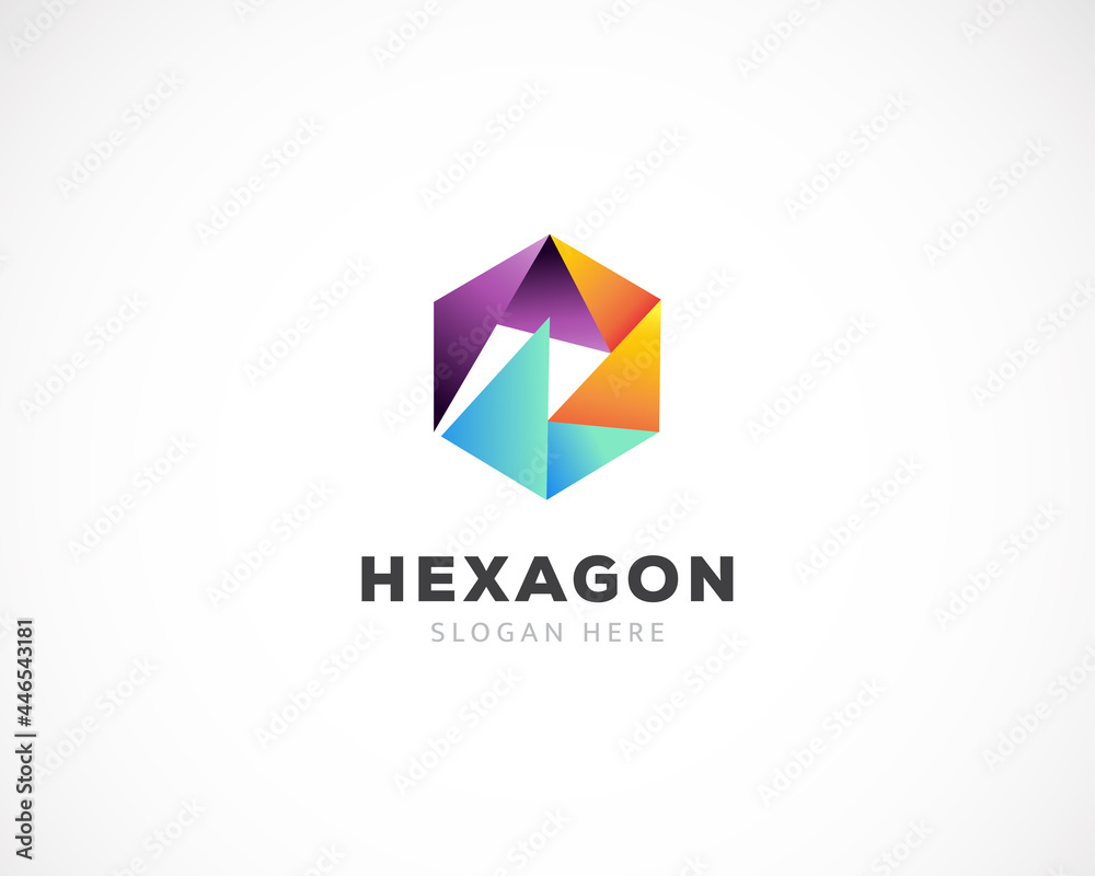hexagon creative logo color geometric design