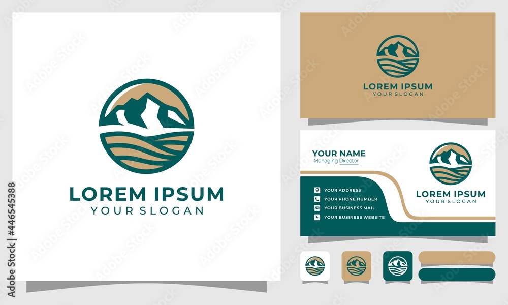mountain logo circle emblem, nature color, vector design concept ...