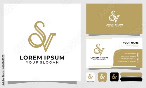 SV sv letter design logo logotype icon concept with serif font and classic elegant style look vector illustration. SV logo Premium Vector Logo and business card design