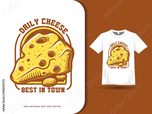 piece of cheese badge logo on T-shirt design