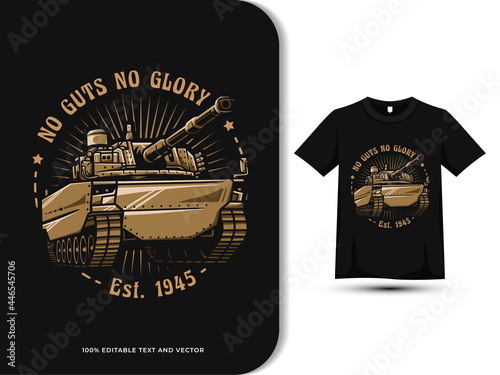 vintage military tank vector on T-shirt design