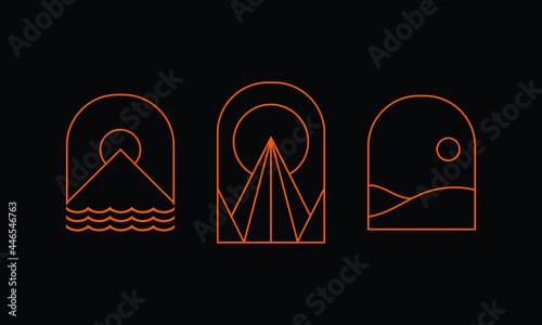 Linear frames and borders in boho style. Set of classy, minimalist, and elegant bohemian vector collection for logo, copy space, and creative design element.
