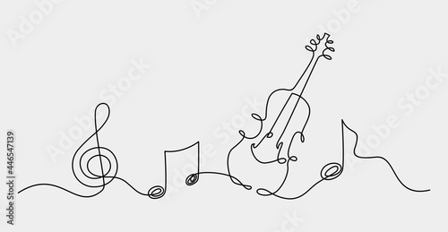 Continuous line of hand drawn music notes, vector illustration