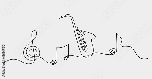 Continuous line of hand drawn music notes, vector illustration