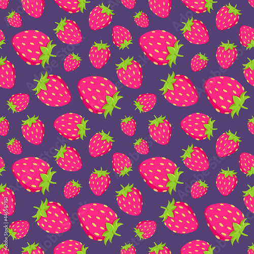 Summer pattern with strawberries. Pink juicy straw