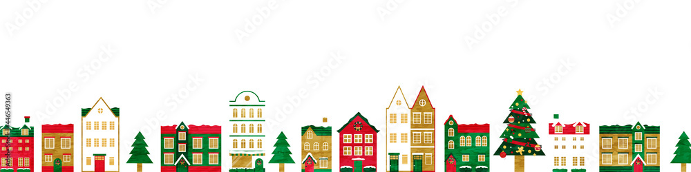 Vecteur Stock 冬のクリスマスの街並みのベクターイラスト背景 風景 フレーム Xmas X Mas 町並み カード メッセージカード コピースペース テクスチャ グランジ 質感 ポスター Adobe Stock