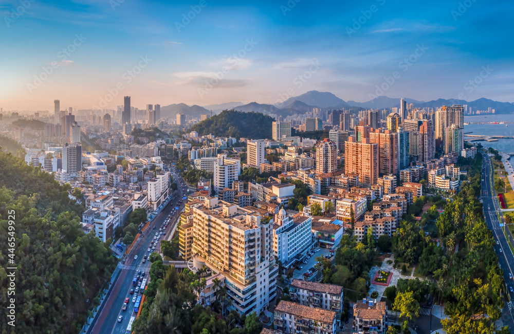 Fototapeta premium Aerial photography of modern urban architectural landscape in Zhuhai, China
