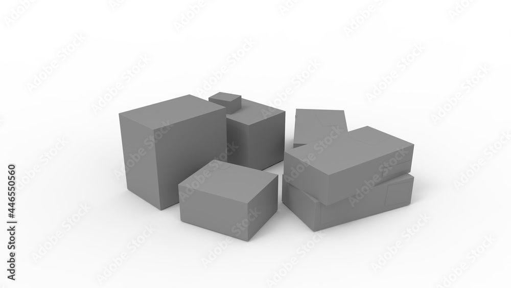 3d rendering of a couple of boxes gatherd together light bright template isolated on white background. 3d rendering of a couple of boxes gatherd together light bright template isolated on white background.