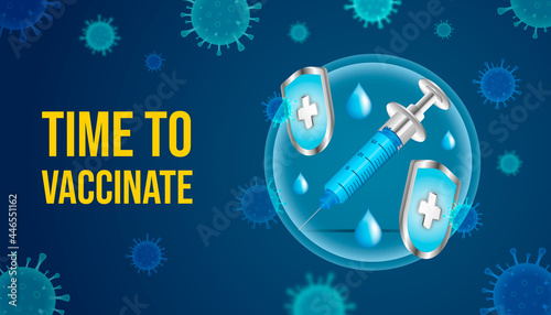 Time to vaccinate background. Suitable for landing page, banner and another design purpose.