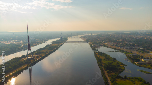 Riga, Latvia in July: river view over the city center
